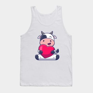 Cute Cow Hug Love Heart Tank Top